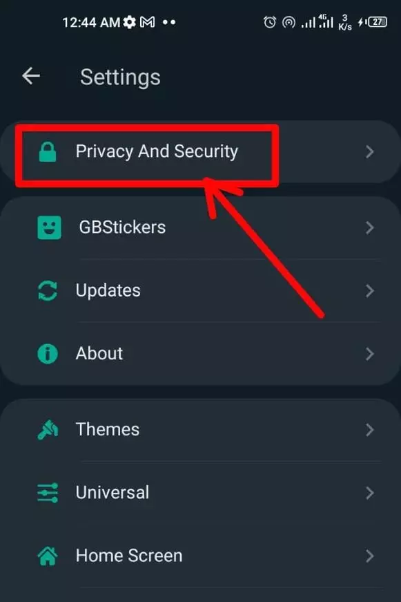 Click on the “Privacy And Security” option