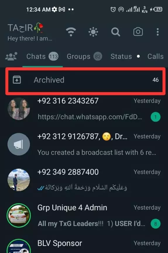 Your contact will move to the “Archived” folder