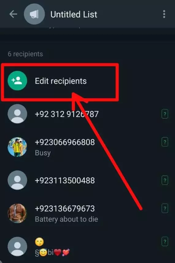 Remove recipients by typing on “Edit recipients”