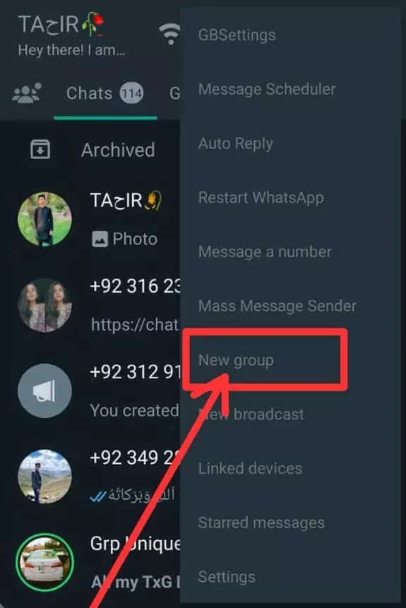 Choose a "New Group" option from various options