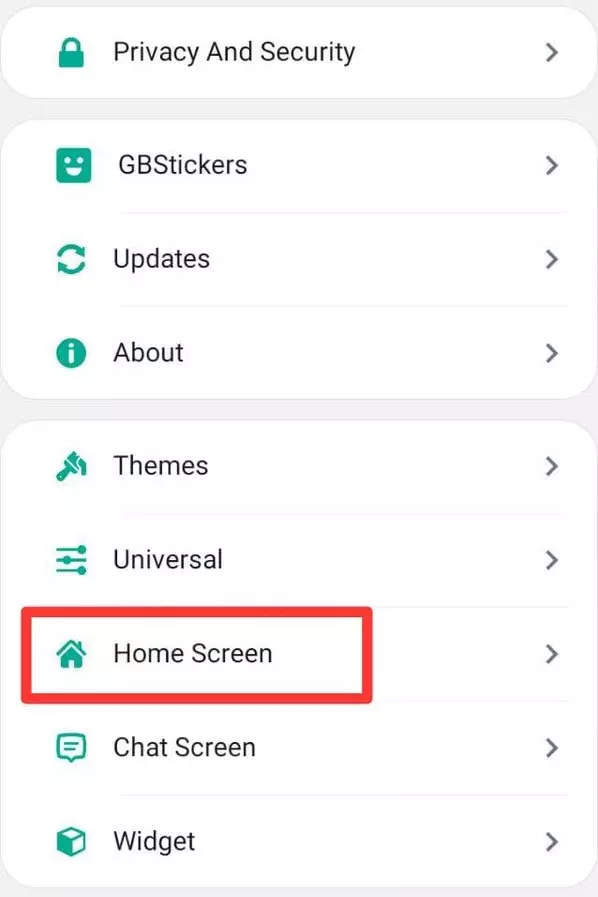 Then Click on "Home Screen" Setting in various options