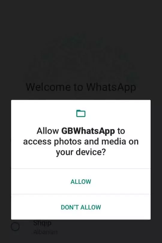 Allow gbwhatsapp to access photos and media on your device