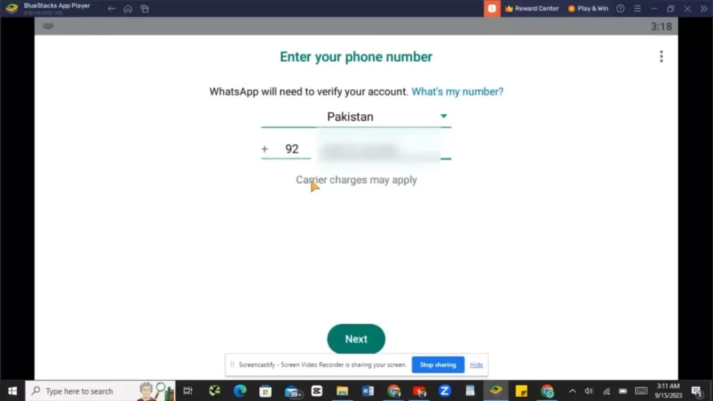 Select you Country and input your Mobile Number
