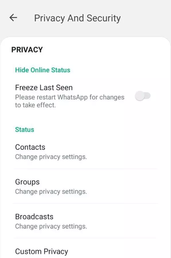 Customize privacy as you want, from there