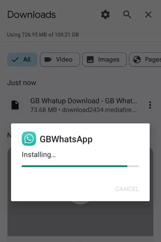 GBWhatsApp wait for installation