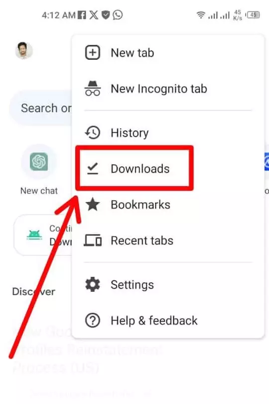 Click on Downloads Option